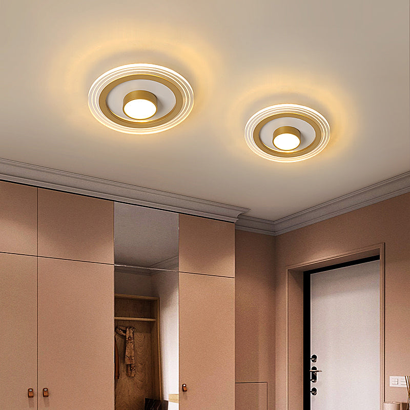Small Ceiling Flush Mount Light Minimalist Acrylic Foyer LED Flushmount Lighting in Gold Clearhalo 'Ceiling Lights' 'Close To Ceiling Lights' 'Close to ceiling' 'Flush mount' Lighting' 2424602