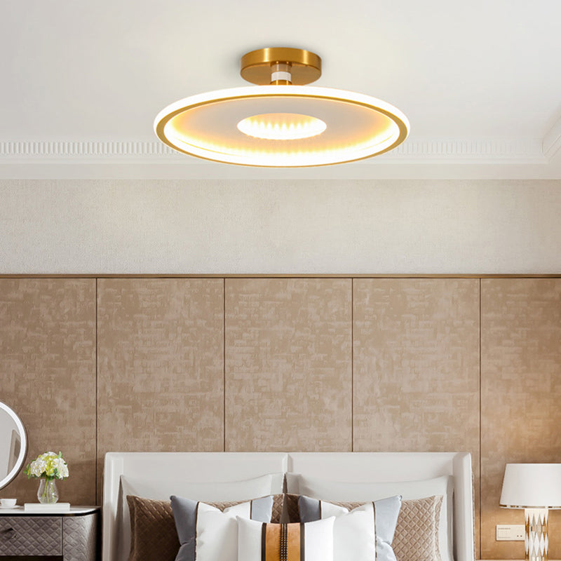 Disc Semi Flush Ceiling Light Simplicity Metal Bedroom LED Flush Mount Lighting Fixture Clearhalo 'Ceiling Lights' 'Close To Ceiling Lights' 'Close to ceiling' 'Semi-flushmount' Lighting' 2424612