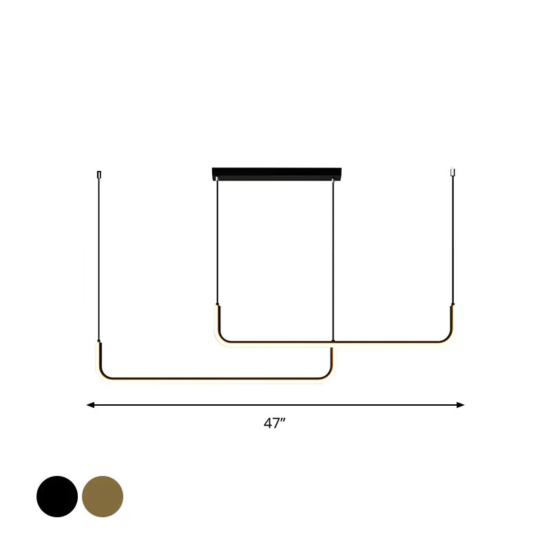 Aluminum Linear Pendant Light Fixture Simplicity Black/Gold LED Hanging Lamp over Dining Table, 39"/59" Width Clearhalo 'Ceiling Lights' 'Modern Pendants' 'Modern' 'Pendant Lights' 'Pendants' Lighting' 2434_1ea8cc29-4558-49f6-9096-92902b2bdb0a
