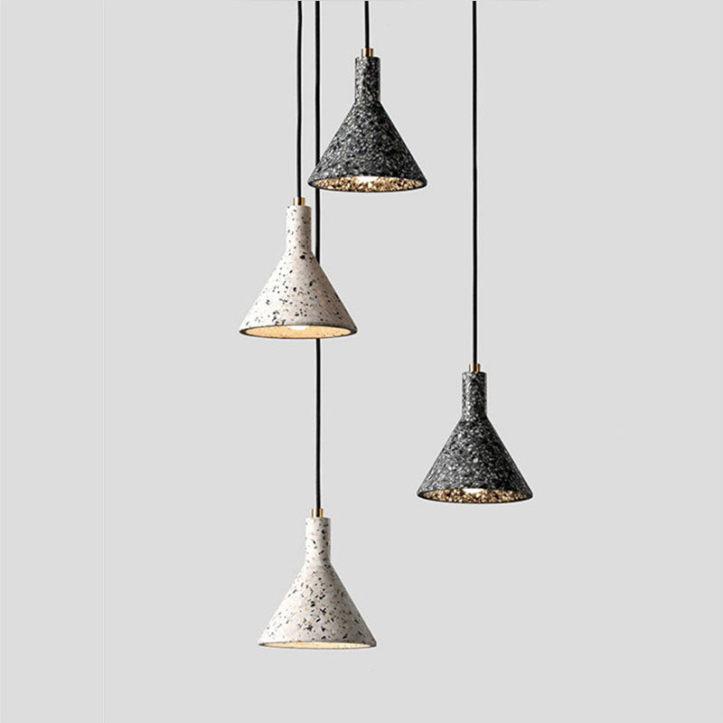 Funnel Shaped Pendulum Light Simplicity Terrazzo 1 Head Dining Room Hanging Pendant Light Clearhalo 'Ceiling Lights' 'Modern Pendants' 'Modern' 'Pendant Lights' 'Pendants' Lighting' 2459861