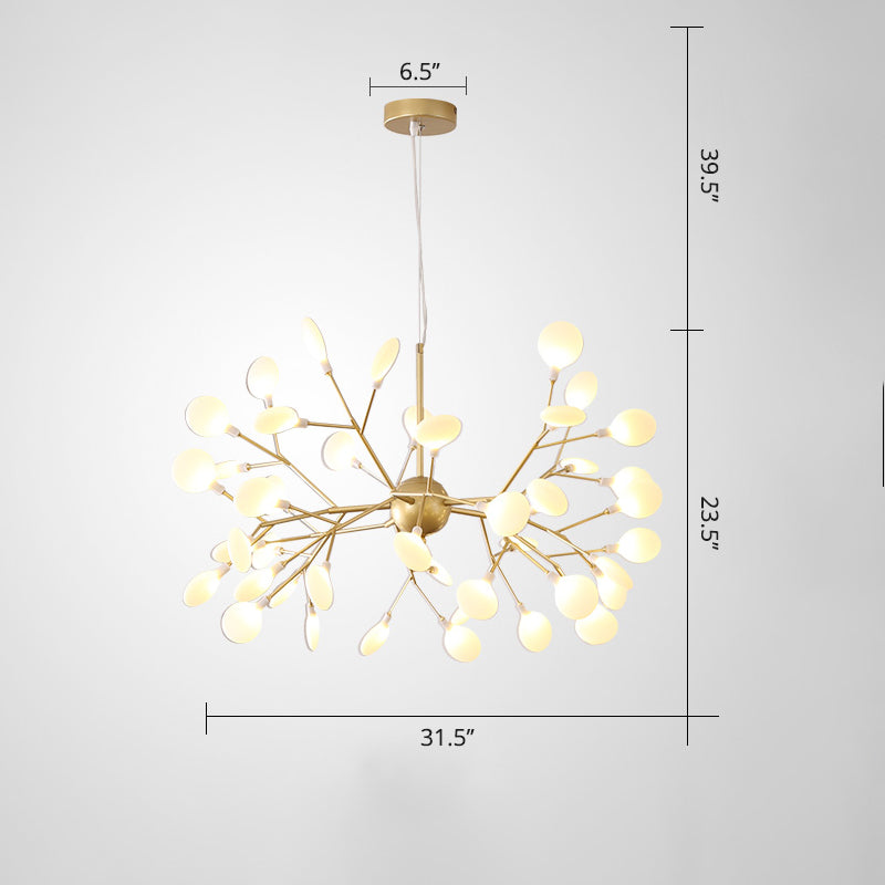 Acrylic Leaf Hanging Chandelier Designer Gold Finish Pendant Ceiling Light for Bedroom Clearhalo 'Ceiling Lights' 'Chandeliers' 'Modern Chandeliers' 'Modern' Lighting' 2460113