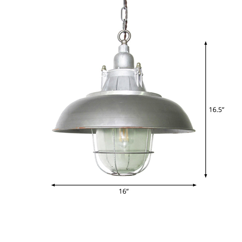 Silver Cage Pendant Light Steampunk Style Metal 1 Bulb Pub Ceiling Light Fixture Clearhalo 'Art Deco Pendants' 'Cast Iron' 'Ceiling Lights' 'Ceramic' 'Crystal' 'Industrial Pendants' 'Industrial' 'Metal' 'Middle Century Pendants' 'Pendant Lights' 'Pendants' 'Tiffany' Lighting' 2460340