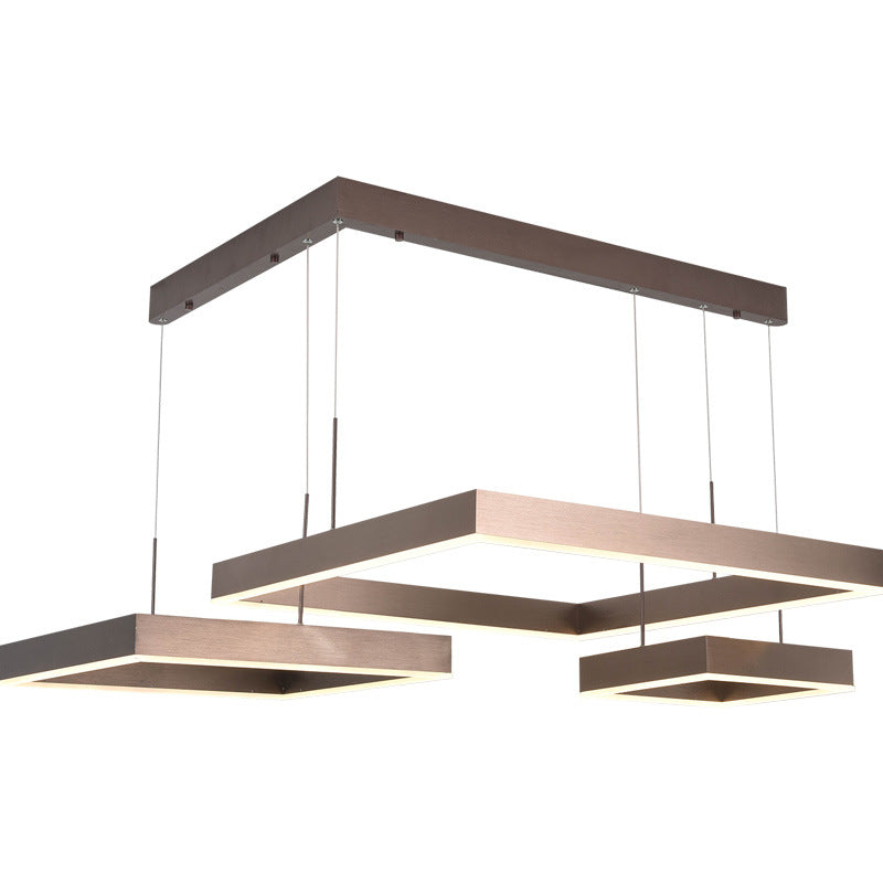 Square Acrylic Pendant Ceiling Light Modern Light Coffee LED Chandelier Lighting Fixture Clearhalo 'Ceiling Lights' 'Chandeliers' 'Modern Chandeliers' 'Modern' Lighting' 2460368