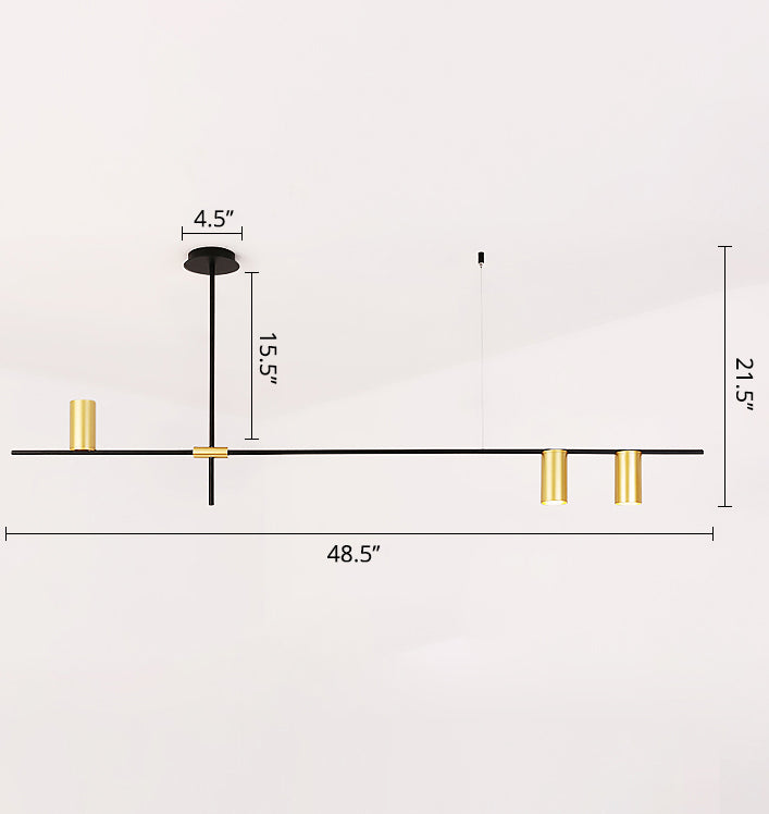 Postmodern Cross Arm Chandelier Metal Living Room Spotlight Hanging Light in Black and Gold Clearhalo 'Ceiling Lights' 'Chandeliers' 'Modern Chandeliers' 'Modern' Lighting' 2461969