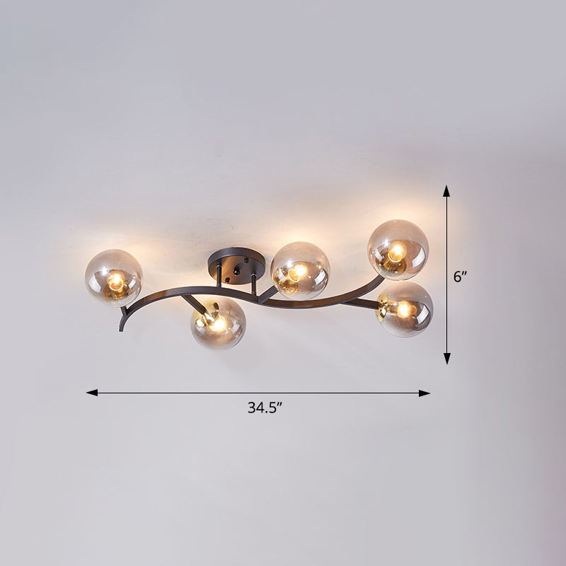 Branch Semi Flush Mount Lighting Postmodern Ball Glass Ceiling Light for Living Room Clearhalo 'Ceiling Lights' 'Close To Ceiling Lights' 'Close to ceiling' 'Glass shade' 'Glass' 'Semi-flushmount' Lighting' 2462105