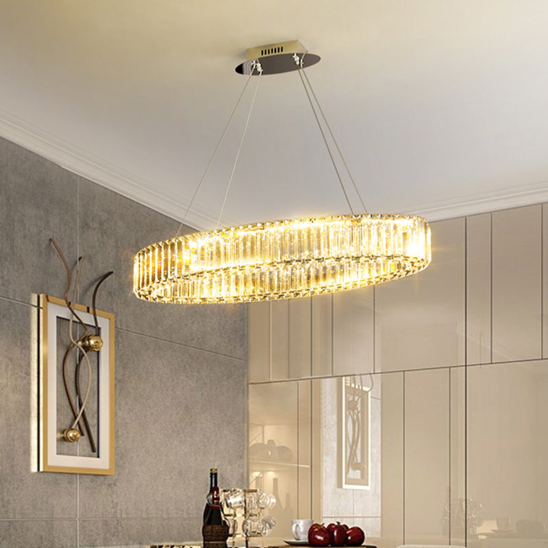 Clear Circle Hanging Lamp Contemporary K9 Crystal Prism Island Light over Dining Table Clearhalo 'Ceiling Lights' 'Island Lights' Lighting' 2464931