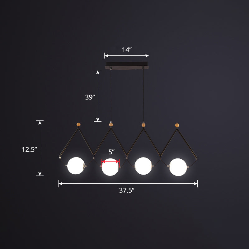 Ball Restaurant Suspension Light Ivory Glass Minimalist Creative Island Lighting Fixture Clearhalo 'Ceiling Lights' 'Island Lights' Lighting' 2466295