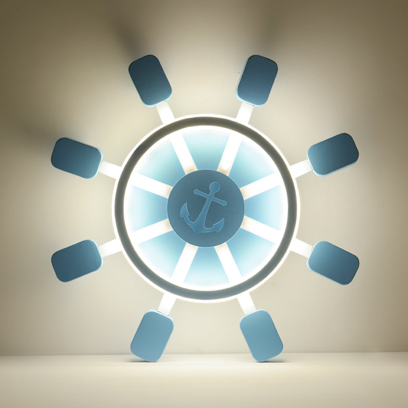 Aluminum Rudder Flush Ceiling Light Childrens Sky Blue LED Flush Light Fixture for Bedroom Clearhalo 'Ceiling Lights' 'Close To Ceiling Lights' 'Close to ceiling' 'Flush mount' Lighting' 2466894