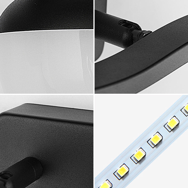 Acrylic Bowl Vanity Light Fixture Minimalist Black LED Wall Sconce Lighting for Bath Clearhalo 'Modern wall lights' 'Modern' 'Vanity Lights' 'Wall Lights' Lighting' 2467162