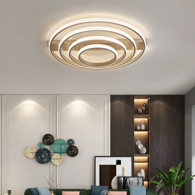 Champagne Loop Shaped Flush Mount Light Modern Metal Semi Flush Mounted Ceiling LED Light Clearhalo 'Ceiling Lights' 'Close To Ceiling Lights' 'Close to ceiling' Lighting' 2468568