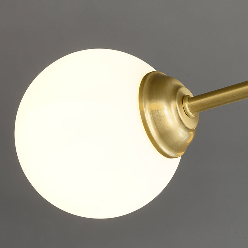 34" W Opaline Glass Ball Semi Flush Mount Lighting Postmodern Brass Remote Control Ceiling Fan Light with 3 Blades Clearhalo 'Ceiling Fans with Lights' 'Ceiling Fans' 'Modern Ceiling Fans' 'Modern' Lighting' 2477498