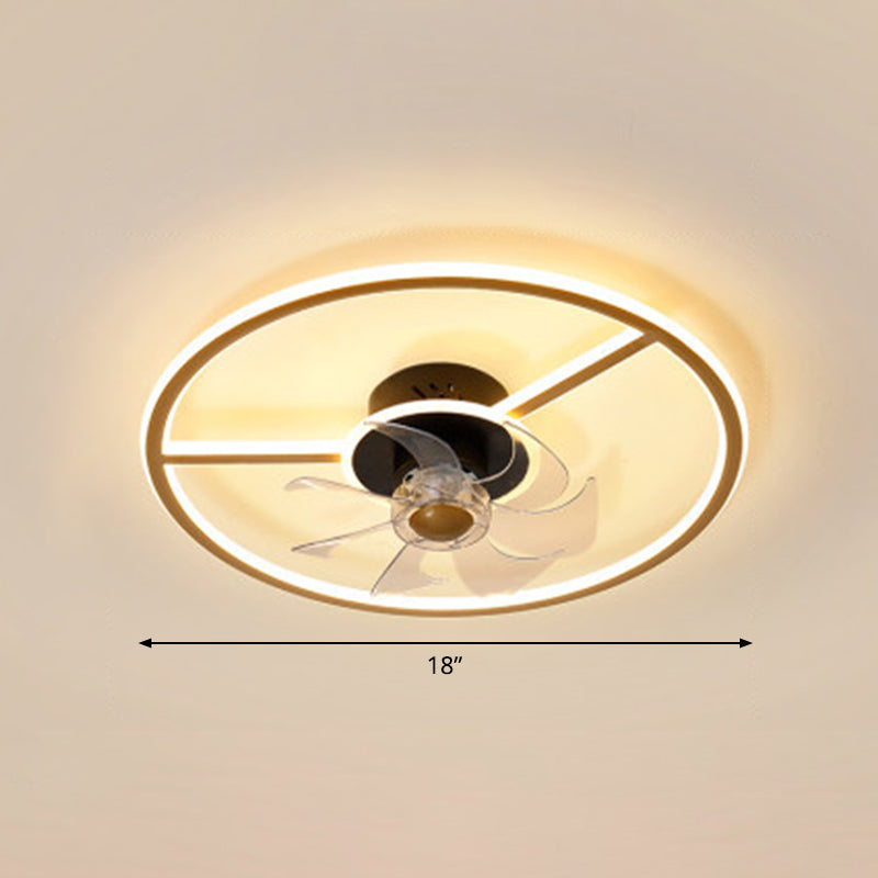 Remote Control Rectangular Ceiling Fan Lamp Contemporary Acrylic Living Room LED Semi Flush Light with 7-Blade Clearhalo 'Ceiling Fans with Lights' 'Ceiling Fans' 'Modern Ceiling Fans' 'Modern' Lighting' 2477685