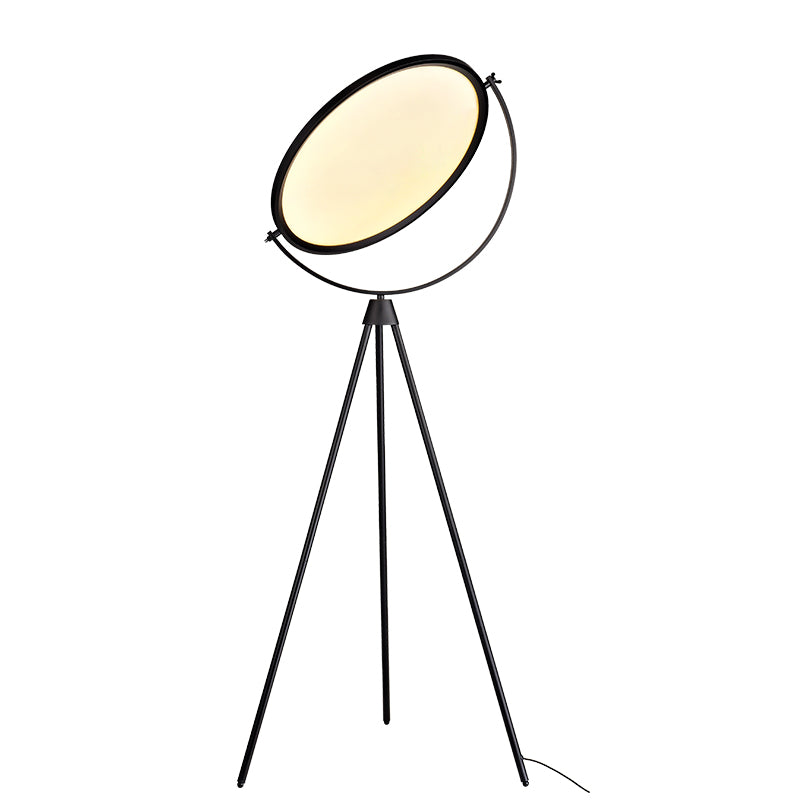 Acrylic Disc Standing Floor Light Simplicity Living Room LED Floor Lamp with Tripod in Black Clearhalo 'Floor Lamps' 'Lamps' Lighting' 2478790