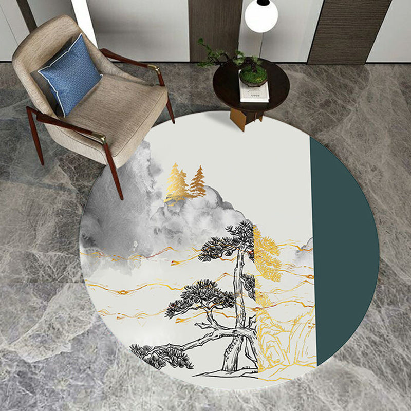 Asian Printed Rug Multi Colored Sythetics Area Carpet Non-Slip Backing Pet Friendly Easy Care Indoor Rug for Decoration Green Clearhalo 'Area Rug' 'Rug' 2480312