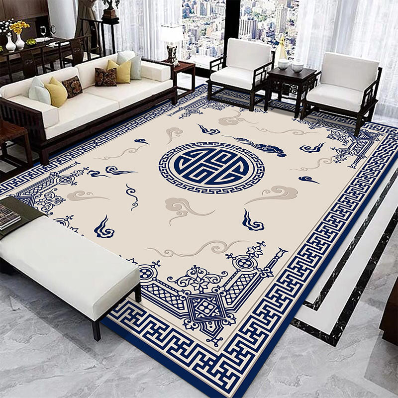 Vintage Printed Rug Multi-Color Polyster Area Carpet Anti-Slip Backing Pet Friendly Easy Care Indoor Rug for Living Room Dark Blue Clearhalo 'Area Rug' 'Rug' 2480334