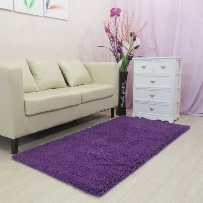 Multi-Color Casual Rug Cotton Blend Solid Color Area Carpet Non-Slip Pet Friendly Washable Area Rug for Bedroom Purple Clearhalo 'Area Rug' 'Casual' 'Rugs' Rug' 2480488