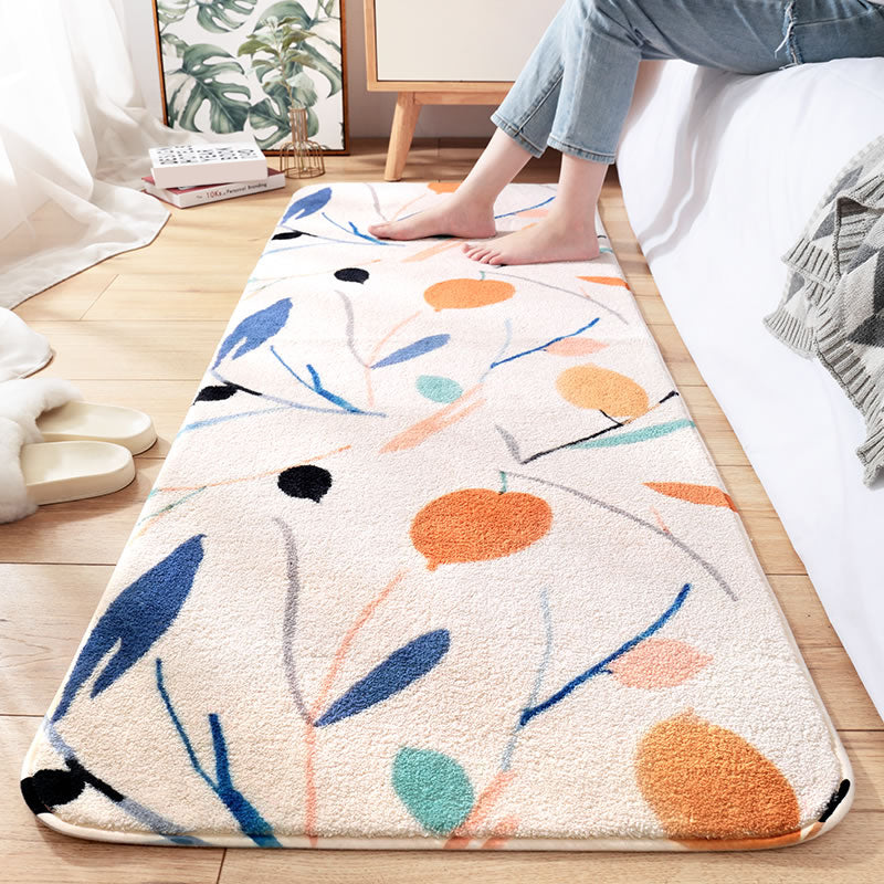 Multi-Colored Contemporary Rug Lamb Wool Plant Printed Area Rug Non-Slip Backing Pet Friendly Easy Care Indoor Rug for Bedroom Blue-Orange Clearhalo 'Area Rug' 'Rug' 2480763