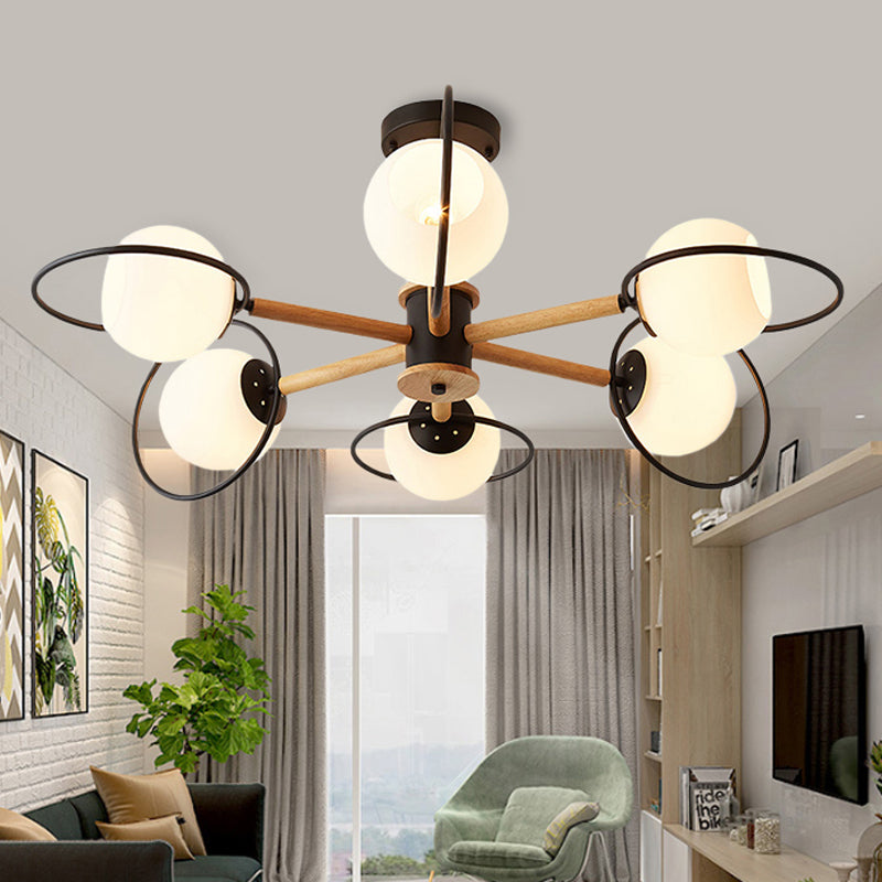 Dining Room Round Hanging Lights Glass 5 Bulbs Art Deco Hanging Pendant Fixture Black Clearhalo 'Ceiling Lights' 'Chandeliers' Lighting' options 251918_724c5d5d-8624-4e64-ab2a-9f023e4642be