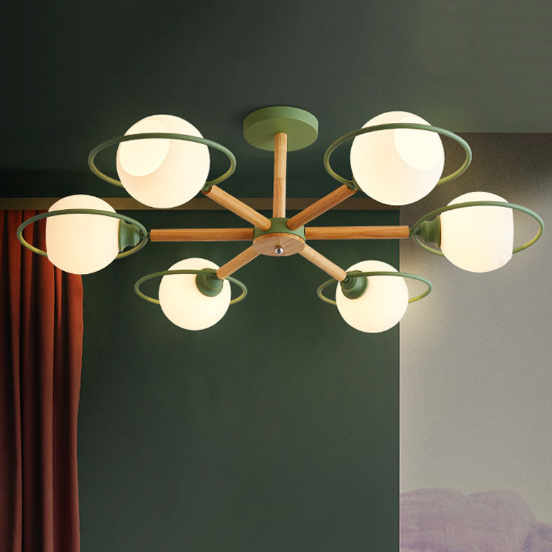 Dining Room Round Hanging Lights Glass 5 Bulbs Art Deco Hanging Pendant Fixture Green Clearhalo 'Ceiling Lights' 'Chandeliers' Lighting' options 251922_803866b6-1380-4d25-abb2-9a6c2ede3380