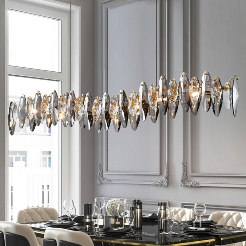 その他 lisaloha Leaf Shaped Suspension Lamp Postmodern Smoke Grey Glass Restaurant