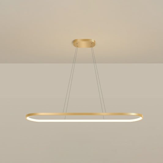 Metal Oblong Pendant Light Fixture Minimalist Gold Plated LED Island Lighting over Table Gold 35.5" Warm Clearhalo 'Ceiling Lights' 'Island Lights' Lighting' 2546529