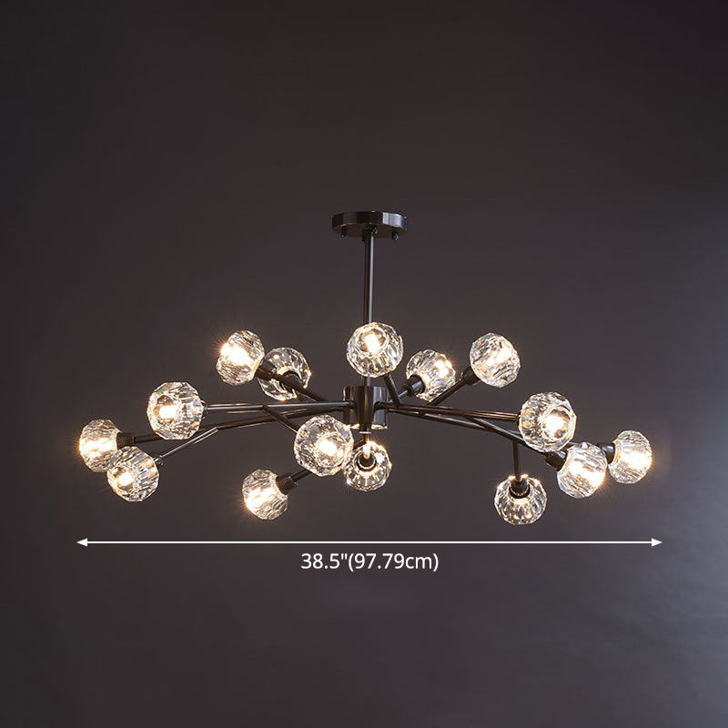 Mini Globe Crystal Chandelier Modern Style Black Finish Pendant Light for Living Room Clearhalo 'Ceiling Lights' 'Chandeliers' 'Modern Chandeliers' 'Modern' Lighting' 2546876