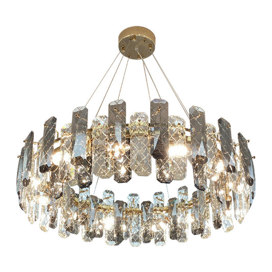 Round Prismatic Crystal Chandelier Pendant Minimalist Brass Finish Hanging Light Clearhalo 'Ceiling Lights' 'Chandeliers' 'Modern Chandeliers' 'Modern' Lighting' 2546973