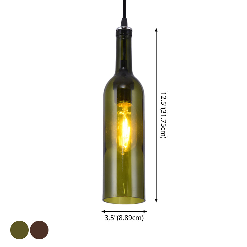 1 Light Bottle Shape Hanging Lamp Retro Industrial Glass Pendant Lamp for Restaurant Clearhalo 'Ceiling Lights' 'Glass shade' 'Glass' 'Industrial Pendants' 'Industrial' 'Middle Century Pendants' 'Pendant Lights' 'Pendants' 'Tiffany' Lighting' 2548838
