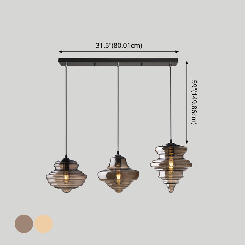 Pendant Modern Glass Spool Pendant Lighting for Dining Room Table Clearhalo 'Ceiling Lights' 'Glass shade' 'Glass' 'Modern Pendants' 'Modern' 'Pendant Lights' 'Pendants' Lighting' 2548964