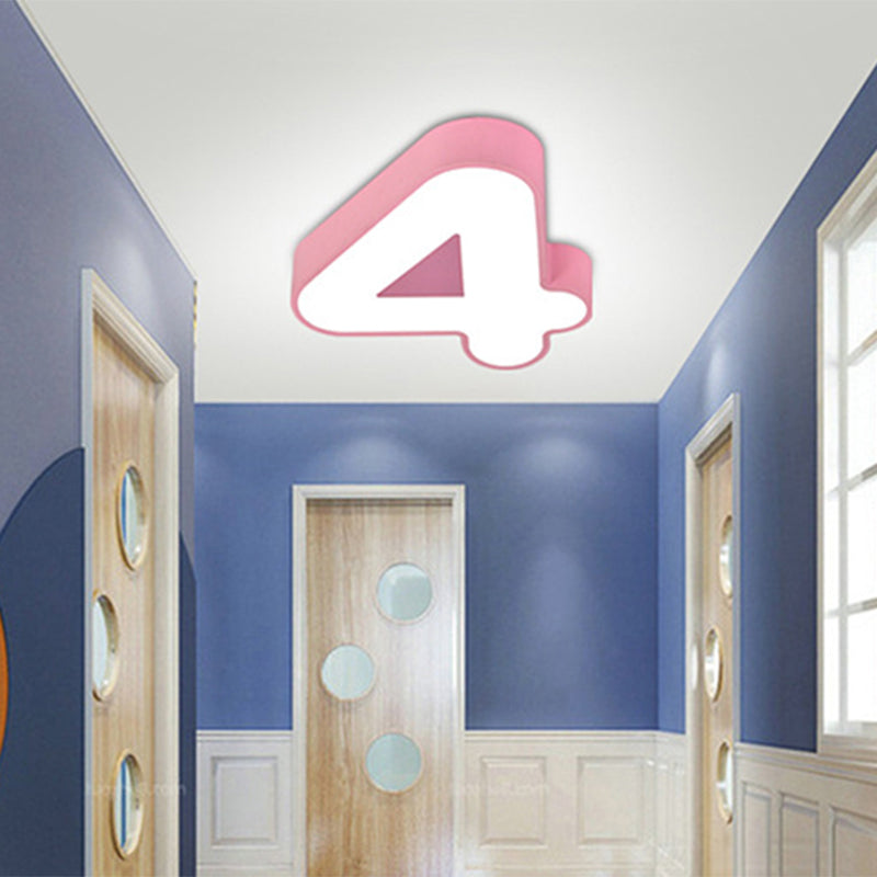 Arabic Numeral Flushmount Lighting Creative LED Acrylic Flush-Mount Light Fixture Pink Clearhalo 'Ceiling Lights' 'Close To Ceiling Lights' 'Close to ceiling' 'Flush mount' Lighting' 2553175
