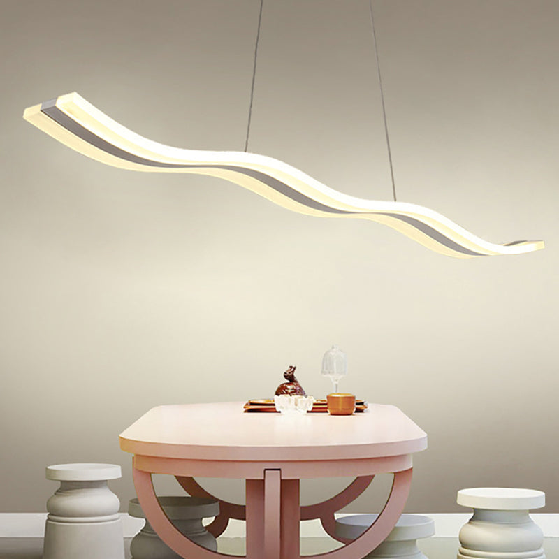 Liquid Flow Island Light Fixture Simplicity Acrylic White LED Pendant Lighting for Dinner Clearhalo 'Ceiling Lights' 'Island Lights' Lighting' 2553253