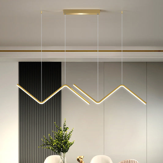 Double Z Shaped Hanging Light Minimalist Metal Dinner LED Island Lighting Fixture Clearhalo 'Ceiling Lights' 'Island Lights' Lighting' 2553280