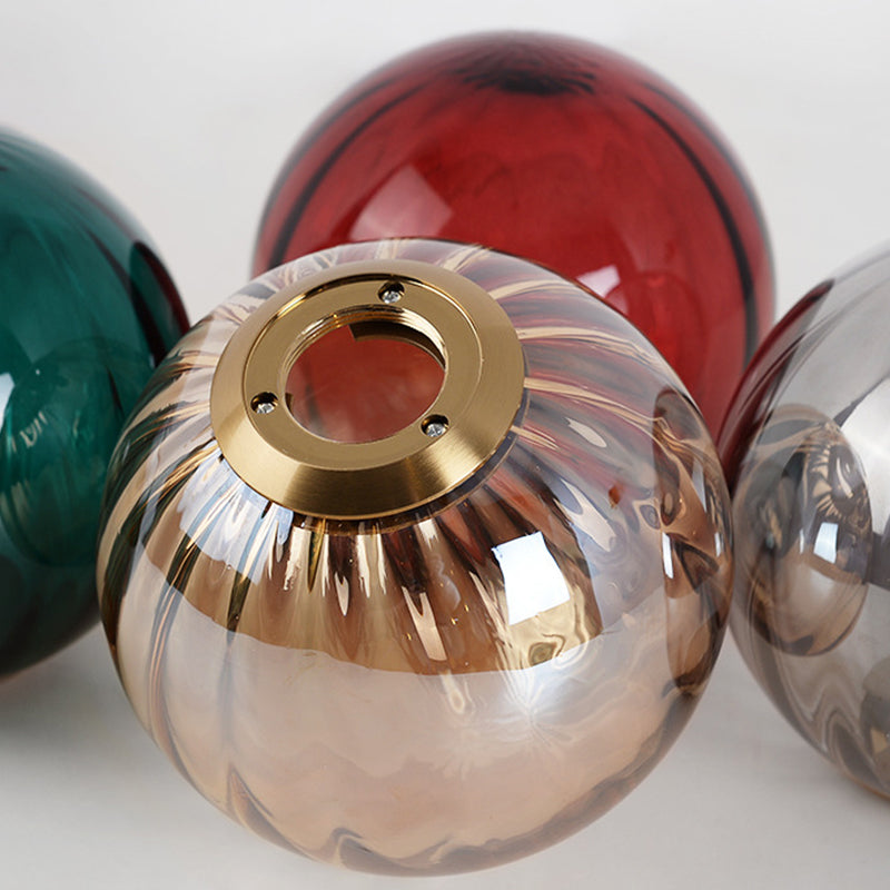 Mid-Century Spherical Hanging Light Kit Glass 1-Light Restaurant Drop Pendant in Brass Clearhalo 'Ceiling Lights' 'Glass shade' 'Glass' 'Modern Pendants' 'Modern' 'Pendant Lights' 'Pendants' Lighting' 2554249