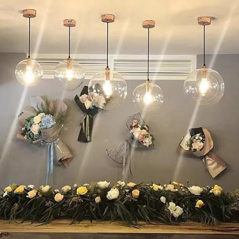 Kitchen Glass Globe Pendant Light for Dining Room Bedroom in Modern Industrial Style Clearhalo 'Ceiling Lights' 'Close To Ceiling Lights' 'Glass shade' 'Glass' 'Modern Pendants' 'Modern' 'Pendant Lights' 'Pendants' Lighting' 2554960