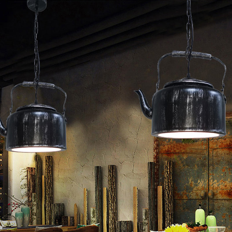 Art Deco Industrial Style Kettle Shade Pendant Light Fixture Metal 1 Light Hanging Lamp Clearhalo 'Art Deco Pendants' 'Black' 'Cast Iron' 'Ceiling Lights' 'Ceramic' 'Crystal' 'Industrial Pendants' 'Industrial' 'Metal' 'Middle Century Pendants' 'Pendant Lights' 'Pendants' 'Rustic Pendants' 'Tiffany' Lighting' 2556767