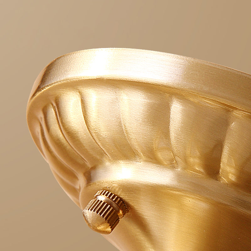 Full Brass European Style Ceiling Light with Glass Shade 1 Light Polyhedron Flush-mount Light for Bedroom Clearhalo 'Ceiling Lights' 'Close To Ceiling Lights' 'Close to ceiling' 'Semi-flushmount' Lighting' 2562501