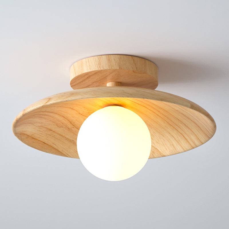 Modern Simplicity Wooden Ceiling Light 1-Light Mini Semi Flush Mount Hallway Lamp Clearhalo 'Ceiling Lights' 'Close To Ceiling Lights' 'Close to ceiling' 'Semi-flushmount' Lighting' 2562544