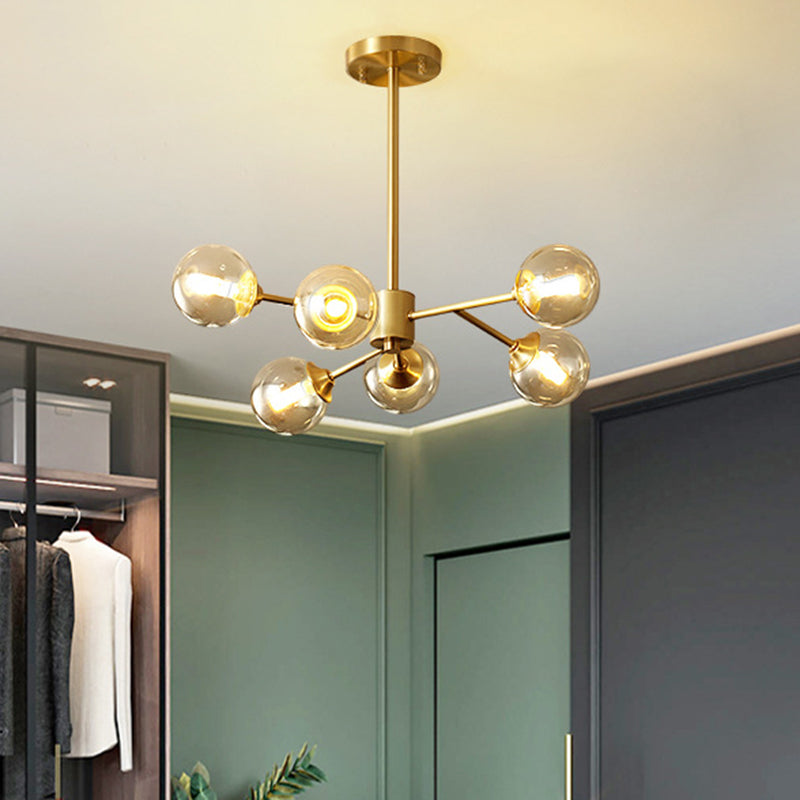Globe-Shaped Chandelier Lighting Fixtures Modern Glass Suspension Light for Living Room Clearhalo 'Ceiling Lights' 'Chandeliers' 'Modern Chandeliers' 'Modern' Lighting' 2569478