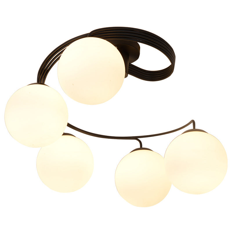 Ball Semi Flush Light Fixtures Modernist Opal Glass Ceiling Mount Light Fixture for Bedroom Clearhalo 'Ceiling Lights' 'Close To Ceiling Lights' 'Close to ceiling' 'Semi-flushmount' Lighting' 2588496