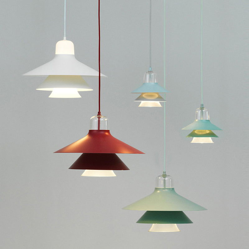 1 Light Layered Concentric Tiers Shade Pendant Lamp Nordic Style Metal Hanging Lamp for Bedroom Clearhalo 'Ceiling Lights' 'Modern Pendants' 'Modern' 'Pendant Lights' 'Pendants' Lighting' 2588718