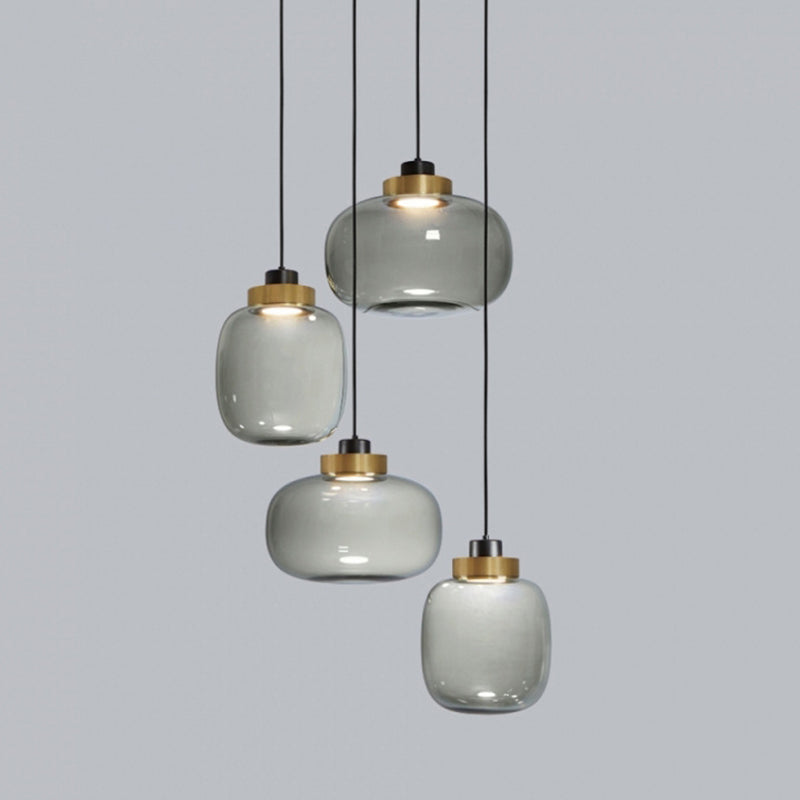 1 Light Mason Jar Pendant Light Modern Hand blown Glass Shade Hanging Lamp Clearhalo 'Ceiling Lights' 'Glass shade' 'Glass' 'Modern Pendants' 'Modern' 'Pendant Lights' 'Pendants' Lighting' 2588972