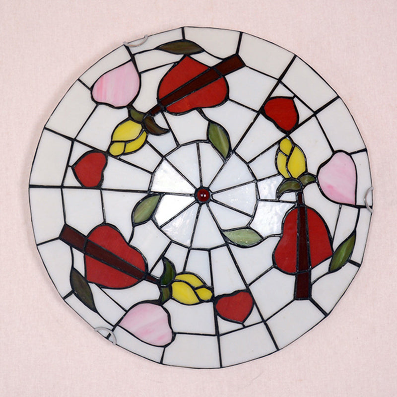 Dome Flush Mount Light 2/3/4 Lights Stained Glass Tiffany-Style Flush Mount Spotlight Clearhalo 'Ceiling Lights' 'Close To Ceiling Lights' 'Close to ceiling' 'Flush mount' Lighting' 2589453