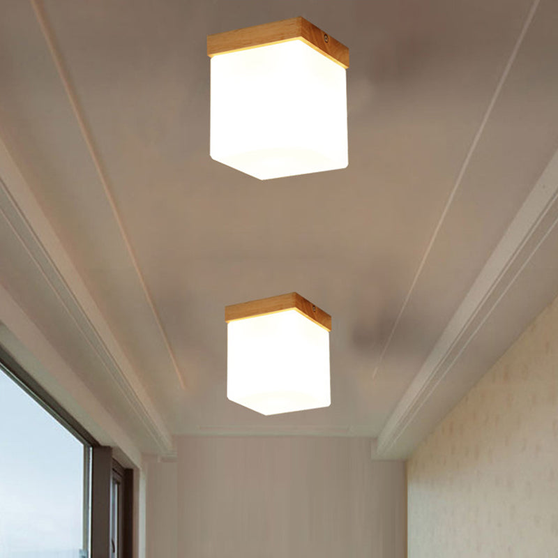 Semi Flush Chandelier Ultra-Contemporary 1 Light White Glass Ceiling Light Fixtures for Hallway Clearhalo 'Ceiling Lights' 'Close To Ceiling Lights' 'Close to ceiling' 'Semi-flushmount' Lighting' 2589551