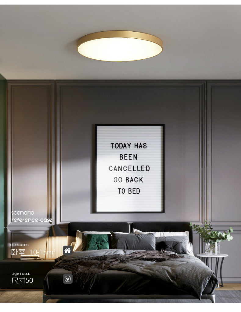 Simplicity Round Shape LED Ceiling Lamp Modern Bedroom Corridor Lighting Fixture Light with Gold Baking Paint Bezel Clearhalo 'Ceiling Lights' 'Close To Ceiling Lights' 'Close to ceiling' 'Flush mount' Lighting' 2590761