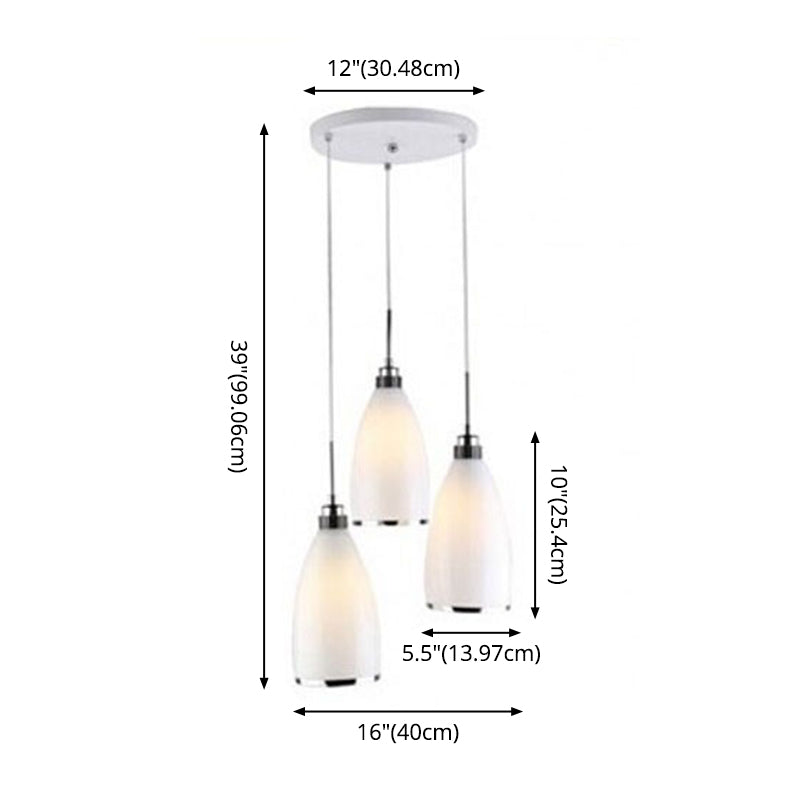 Satin Opal Glass Cluster Bell Pendant Minimalist 3-Light Chrome Suspension Light for Dining Room Clearhalo 'Ceiling Lights' 'Modern Pendants' 'Modern' 'Pendant Lights' 'Pendants' Lighting' 2593020