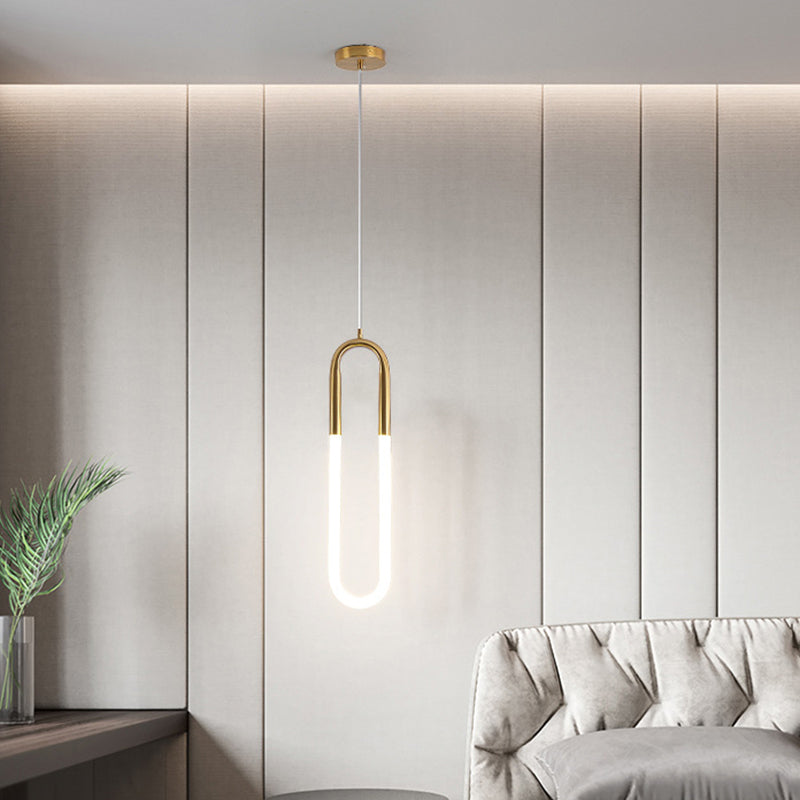 U Shaped Acrylic Ceiling Light Novelty Minimalist LED Pendant Lighting Fixture for Living Room Clearhalo 'Ceiling Lights' 'Modern Pendants' 'Modern' 'Pendant Lights' 'Pendants' Lighting' 2593104