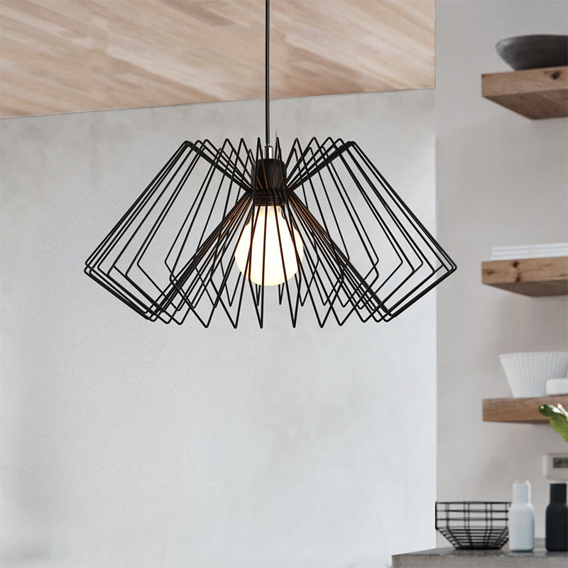 Metal Spider Web Shaped Hanging Lamp Vintage 1-Light Cafe Pendant Light Fixture Clearhalo 'Art Deco Pendants' 'Black' 'Cast Iron' 'Ceiling Lights' 'Ceramic' 'Crystal' 'Industrial Pendants' 'Industrial' 'Metal' 'Middle Century Pendants' 'Pendant Lights' 'Pendants' 'Rustic Pendants' 'Tiffany' Lighting' 2593911