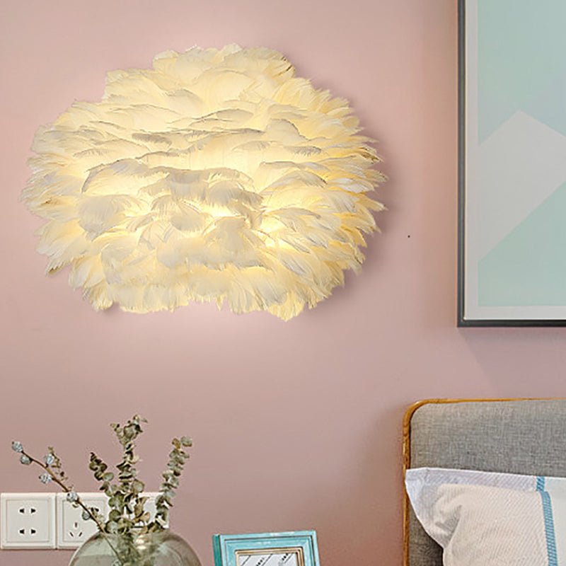 Home Decoration Wall Lamp Modern Ambient Lighting White Feather Sconce for Living Room Bedroom Clearhalo 'Modern wall lights' 'Modern' 'Wall Lamps & Sconces' 'Wall Lights' Lighting' 2594777