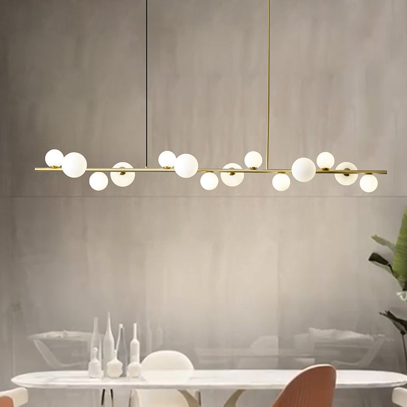 Modern Minimalism Gold Metal Island Pendant Lighting Spherical Glass Island Ceiling Light for Dining Table Clearhalo 'Ceiling Lights' 'Island Lights' 'Lighting' 2605168