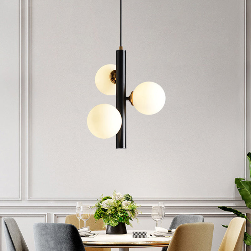 Modern Minimalist Linear Chandelier Light Fixture Spherical White